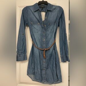 Derek Heart Denim Dress with Brown Belt